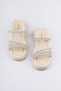 Beige Women's Sandals - New Season Model with Stone Detail and Heels - 5