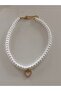 Zircon Heart Choker Necklace with Pearls - 2