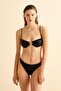 بدلة بيكيني سوداء لامعة مع تفاصيل ملحقات Underwire