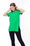 100% Cotton Women's Benetton Green V-Neck Asymmetric Combed Cotton Knitted T-Shirt Tunic with Side Slits - 2