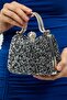 Black and Silver Mix Stone Double Way Double Handle Evening Dress Clutch Evening Bag - 2