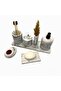 7-Piece Marble Patterned Look Bathroom Set Toilet WC Liquid Soap Dispenser Toothbrush Holder Concrete Accessories - 7