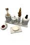 7-Piece Marble Patterned Look Bathroom Set Toilet WC Liquid Soap Dispenser Toothbrush Holder Concrete Accessories