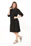 Women's Plus Size Black Front Placket Buttoned Ornamental Chest Pocket Sleeve-Length Adjustable Dress 65N37871 - 7