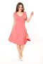 Women's Plus Size Pink Wraped Collar Back Elastic Waist Sleeveless Lycra Viscose Dress 65N37872 - 4