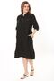 Women's Plus Size Black Front Placket Buttoned Ornamental Chest Pocket Sleeve-Length Adjustable Dress 65N37871