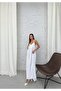 Aerobin Fabric Adjustable Strap Long White Dress - 3