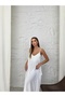Aerobin Fabric Adjustable Strap Long White Dress - 6