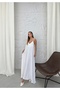 Aerobin Fabric Adjustable Strap Long White Dress