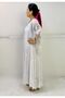 Women's White Authentic Voile Cotton Guipure Detailed Spanish Sleeve Maxi Dress - 2