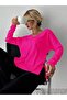 Women's Fuchsia Side Buttoned V-Neck Sweater - 5