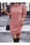 Hair Braid & Selanik Knit Patterned Links Detail Turtleneck Long Sleeve Back Detailed Powder Knitwear Dress Tunic - 4