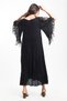 Women's Black Authentic Voile Cotton Guipure Detailed Spanish Sleeve Maxi Dress - 2