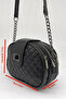 Quilted Chain Detailed Lock Closure Zippered 3-Compartment Adjustable Cross Strap Shoulder Bag - 4