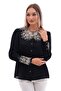 Women's Plus Size Silver Glitter Brode Lace Fabric Shirt G0054 - 5