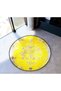 Yellow Themed Traditional Motif Patterned Round Woven Base Vintage Decorative Carpet 6170