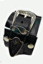 Black Men's Leather Bracelet - Handcrafted Antique - 3
