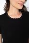 6 Pieces Black Lace Round Neck Short Sleeve Women's Undershirt - 100% Cotton Combed Cotton Rib - 6