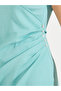 Ruffled Mock Wrap Midi Dress with Puff Sleeve - 3