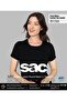 Black 100% Cotton Combed Cotton Ribbed Round Neck Lace Detailed Short Sleeve Women's Undershirt- 525