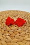 Red Tulle Floral Hairpin Children Adult Clip-On Collet Metal Hair Clip 2 Pieces