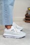 Woman's crystal stone detailed high sole walking shoes