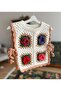 Rose Detailed Children's Sweater - Hand Knitted - 4