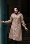 Hooded Pocket Inside Stripe Patterned Trench Coat - 8
