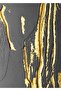 هاريكابيريف | مزيج تجريدي باللون الأسود والذهبي والأبيض 001 | طاولة زجاجية مؤطرة مكونة من قطعتين عموديًا - 2
