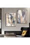 Hari̇kabi̇rev | Yellow-Gold-Gray Patterned Abstract Combination 001 | Framed Glass Table 2 Pieces Vertical