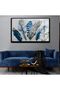 Hari̇kabi̇rev | Dark Blue-Grey Feather Table | Framed Glass Table Single Horizontal