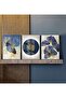 Hari̇kabi̇rev | Dark Blue-Gold Combination 4 Eternity Flower | Framed Tempered Glass Table 3 Pieces Vertical - 2