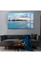 Hari̇kabi̇rev | Summer View Blue Tones Sea Model 02 | Framed Tempered Glass Table Single Horizontal