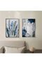 | Navy Blue Silver Combination Navy Blue Feather and Right | Framed Tempered Glass Table 2 Vertical