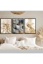 Hari̇kabi̇rev | Soft-Blue Abstract Combination | Framed Tempered Glass Table 3 Pieces Vertical