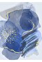 Hari̇kabi̇rev | Dark Blue-Gold Patterned Abstract Combination 002 | Framed Glass Table 2 Pieces Vertical - 2