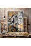 Hari̇kabi̇rev | Gold-Grey Stylish Loved Flower Table 09 | Framed Tempered Glass Table Single Vertical