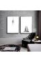 Hari̇kabi̇rev | White-Black Empire Building Combination 01 | Framed Glass Table 2 Pieces Vertical