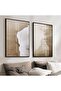 Hari̇kabi̇rev | Cream-Beige Color Beach Landscape Combination | Framed Glass Table 2 Pieces Vertical