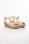 Women's Platform Heeled Sandals Three Stripes Nude - 5