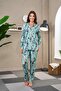 23515 Women's Patterned Buttoned Pajama Set