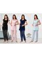 Women's Effort Navy Blue Patterned Soft Maternity Pajama Set - 2