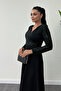 Crepe Fabric Sequin Detailed Dress - Emerald Green - 3