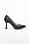 Woman's Black Pointed Toe Glass Heeled Stiletto Shoe - 5