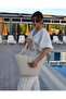 Jute Buttoned Women's Beach Bag Accessory Daily Casual Bag Natural Handmade Stylish Bag - 3
