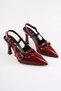 Burgundy patent leather belt detail ankle strap women's heeled shoes classic heels 9 cm new season