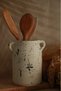 Black Patterned Vase with Handle - Decorative Handmade and Spoon Holder - 3