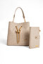 Women's 3-Compartment Adjustable Strap Handbag, Shoulder Bag and Wallet Combination Stone 20651001