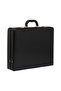 Black Leather Single Gusseted Briefcase and Bond Bag