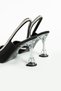 Fomax Black Satin Stone Detailed Transparent Heeled Shoes - 4